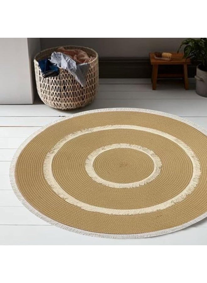 HOME TASTE Soft Round Washable Area Rug 100 Cm Round Non-Slip Small Circle Mat Thin Indoor Floor Carpet - Image 4